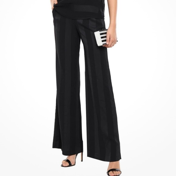 Rebecca Vallance 2 Black Stripe High Waist Wide Leg Pants Trousers Capsule - Picture 1 of 11